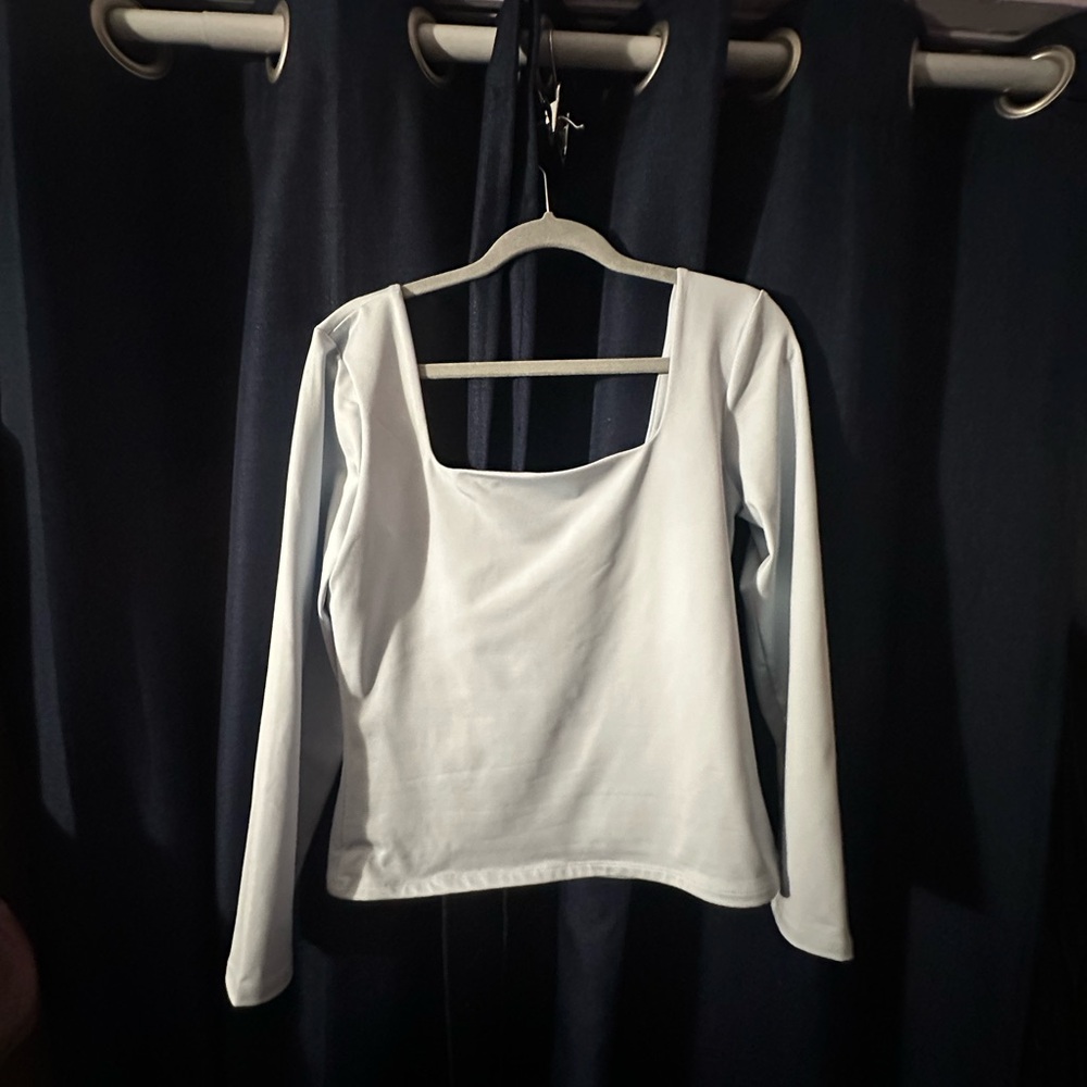 Express Body Contour Long Sleeve Baby Blue Blouse